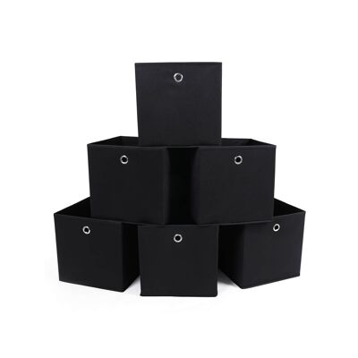 Boîtes de rangement 6 pièces noires, 30 x 30 x 30 cm