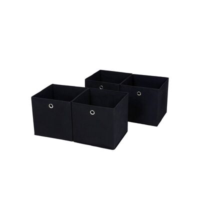 Boîtes de rangement 4 pièces noires, 30 x 30 x 30 cm