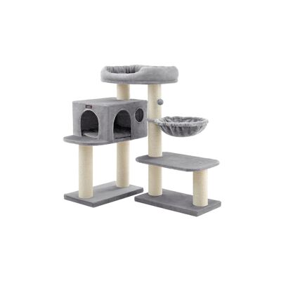 Arbre à chat compact 107 cm gris clair