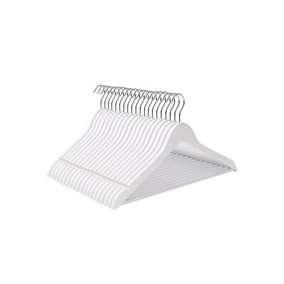 Perchas de madera de arce 50 piezas color blanco, 44.5 x 23 x 1.2 cm (An x Al x Pr) - Altura del gancho: 7 cm - Ancho del gancho: 5 cm