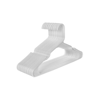 Perchas de plástico para ropa, 50 piezas, color blanco, 41.5 x 23 x 0. 6 cm