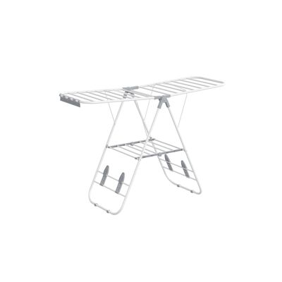 Appendiabiti con ali in acciaio, bianco nuvola-grigio tortora, 51 x 147 x (97/112/128) cm (P x L x A) Dimensioni dello stand piegato: 7 x 56 x 107 cm