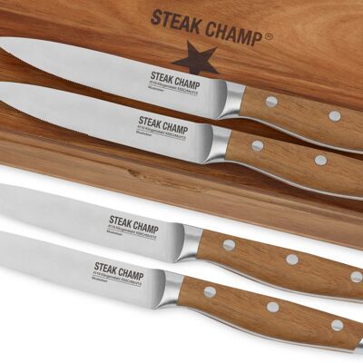 4er Set, Premium-Steakmesser (Spezialklingenstahl X50CrMoV15), Akazie