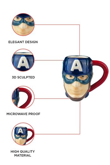 Tasse en céramique Captain America 3D Marvel 3