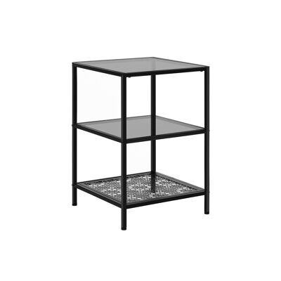 Table d'appoint avec 2 étagères en verre, 43.4x43.4 x 66.6 cm