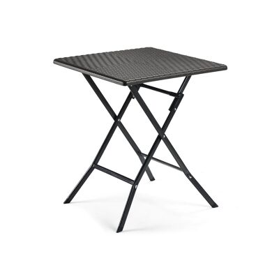 Mesa plegable de polirratán marrón oscuro, 62 x 62 x 73 cm