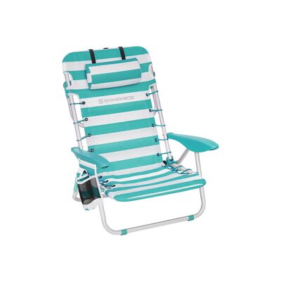 Chaise de plage avec appui-tête amovible, lot de 2, rayée verte et blanche, 68 x 63 x 75 cm (P x L x H) Dimensions pliée : 66.5 x 70 x 11 cm (P x L x H) Surface d'assise : 48 x 39 cm (P x L) Hauteur du dossier : 65 cm Distance entre l'assise et le sol : 21 cm