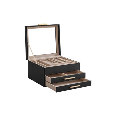 Jewelry box with glass lid, 20.3 x 23.1 x 13.5 cm