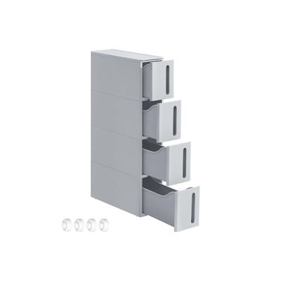 Estantería de nicho con ruedas y 4 cajones, 45 x 17 x 84 cm