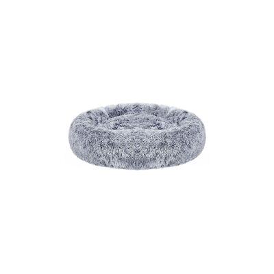 Fluffy dog bed with donut cushion, ombré gray, 90 x 20 cm