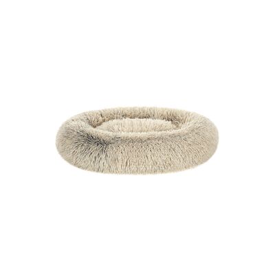 Fluffy dog bed with donut cushion, Ombré-Khaki, 90 x 20 cm