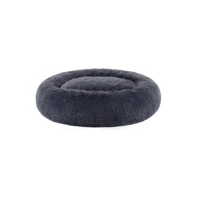 Fluffy dog bed with donut cushion, dark gray, 90 x 20 cm