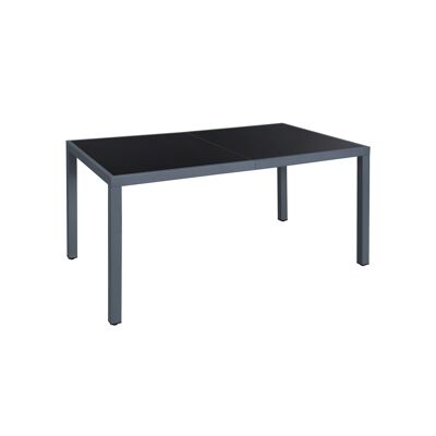 Grande tavolo da giardino con vetro grigio, 150 x 90 x 73 cm