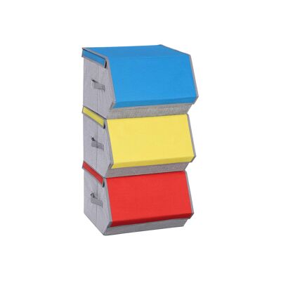 Lot de 3 boîtes de rangement colorées, 38 x 35 x 25 cm