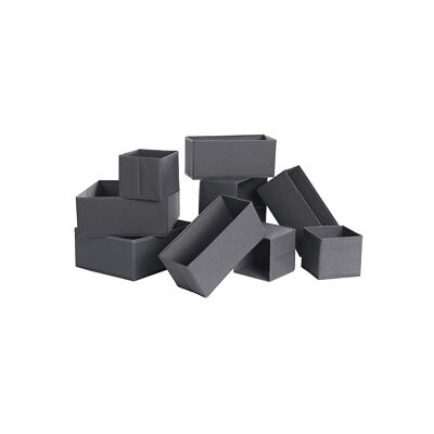 Lot de 9 boîtes de rangement, 28 x 28 x 13 cm (L x l x H) - Boîte moyenne : 28 x 24 x 13 cm (L x l x H) - Petite boîte : 14 x 14 x 13 cm