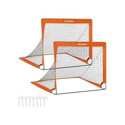 Set di 2 porte da calcio per bambini pop-up arancioni, 90 x 120 x 90 cm