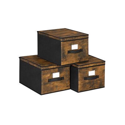 Boîtes pliantes vintage marron-noir, 30 x 40 x 25 cm