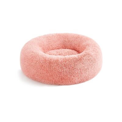 Panier pour chien en peluche longue et moelleuse, rose, 60 x 20 cm