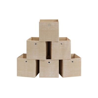 Coffret de rangement, lot de 6, beige sable, 30 x 30 x 30 cm