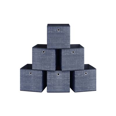 Coffret de rangement, lot de 6, bleu brume, 30 x 30 x 30 cm