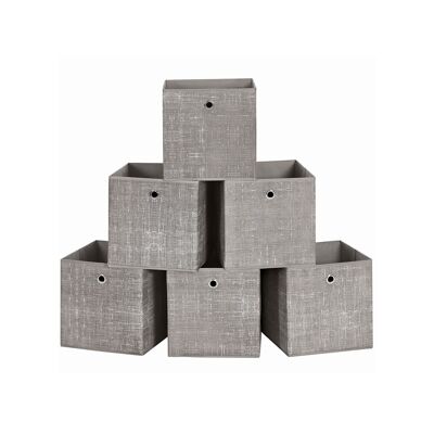 Coffret de rangement, lot de 6, taupe chiné, 30 x 30 x 30 cm