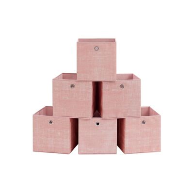 Coffret de rangement, lot de 6, rose pastel, 30 x 30 x 30 cm