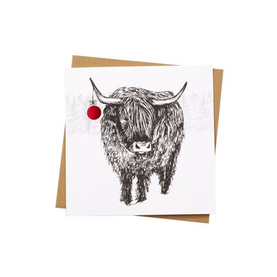 Carte de Noël Trusty Highland Cow