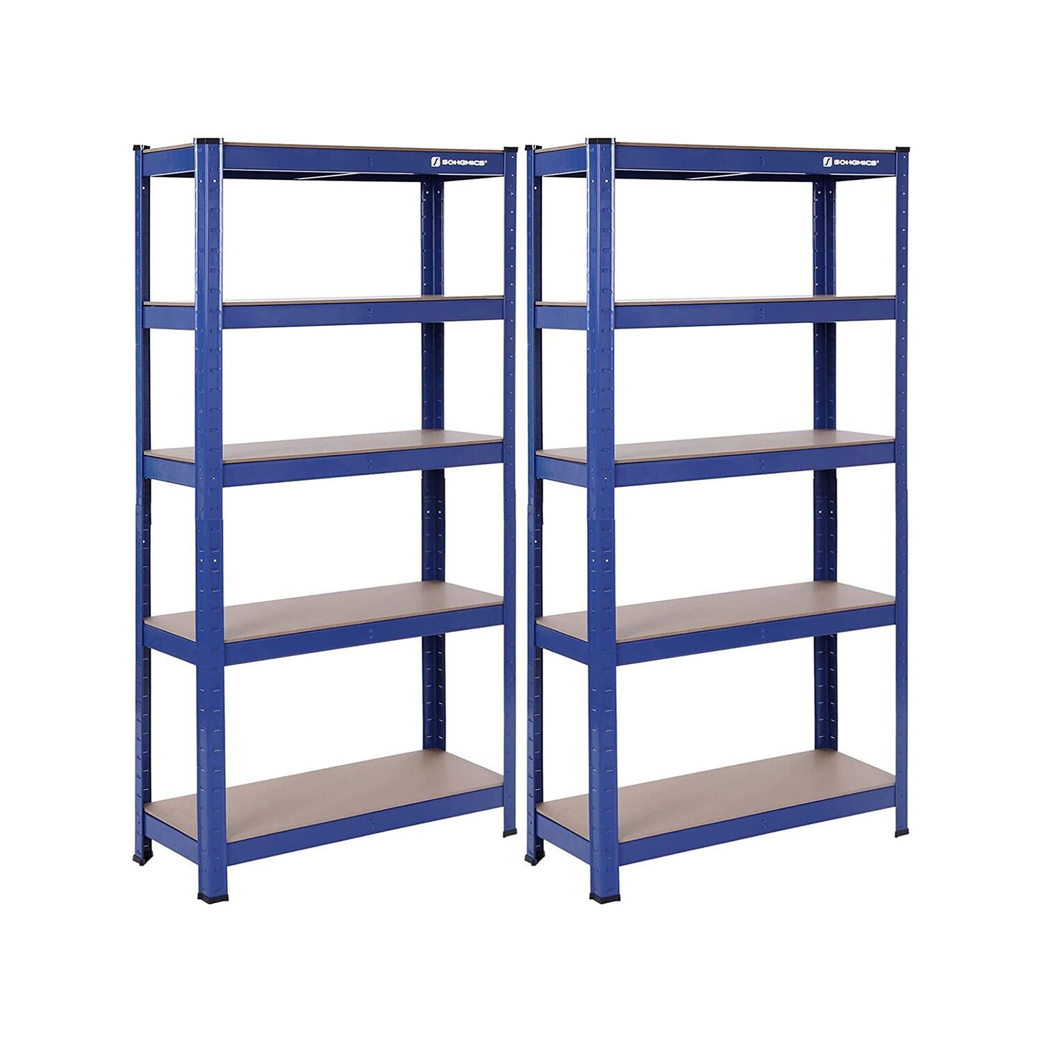Set of 2 heavy shelves 150 cm high blue