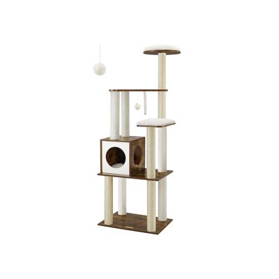 Arbre à chat avec coussins amovibles, marron vintage, 58 x 40 x 165 cm