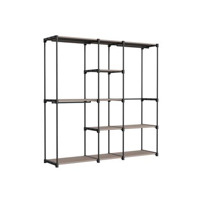 Freestanding wardrobe with clothes rails, taupe, 43 x 182 x 182 cm