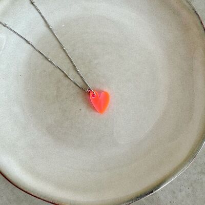 Collana Lume Charms | Cuore rosa neon argento