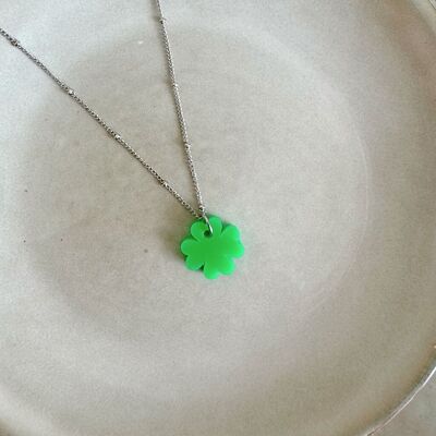 Collana Lume Charms | Argento verde trifoglio