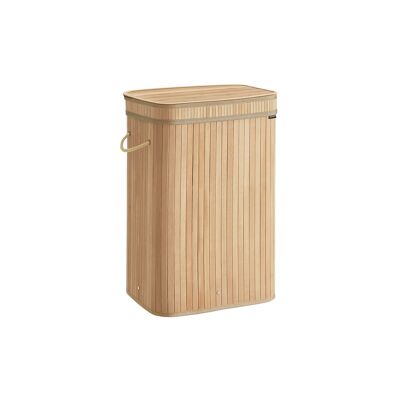 Bamboo laundry basket with lid, 72 litres, natural beige, 31.5 x 42.5 x 61 cm