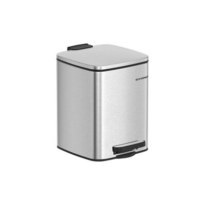 Cubo cosmético 6 litros color plata metalizado, 23.9 x 19.3 x 25.5 cm (largo x ancho x alto) Altura total (con tapa abierta): 44.5 cm Dimensiones del cubo interior: 19.3x19.1 x 21.3 centímetros
