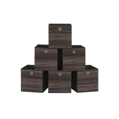 Coffret de rangement, lot de 6, marron châtaigne, 33 x 33 x 33 cm