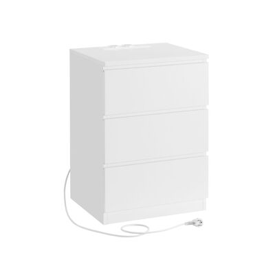 Side table 2 sockets bedroom cloud white, 35 x 40 x 59 cm
