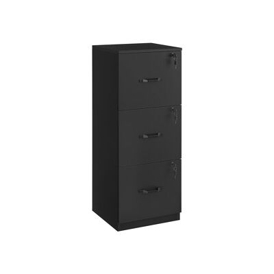 Mobiletto portadocumenti con 3 cassetti con serratura, colore nero inchiostro, 40 x 41 x 103 cm