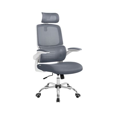 Sedia da ufficio con supporto lombare e poggiatesta regolabile, grigio tortora, 62 x 64 x (114-122) cm (P x L x A) Altezza seduta: 44-52 cm Dimensioni seduta: 50 x 49 cm (P x L) Altezza bracciolo (dalla seduta): 22 cm