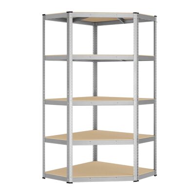 Étagère d'angle jusqu'à 875 kg de capacité de charge argent-beige naturel, 90 x 90 x 180 cm