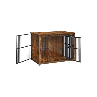 Dog cage with 2 doors, modern and vintage brown, 110 x 76 x 82 cm (L x W x H) Internal dimensions: 103 x 68 x 76 cm