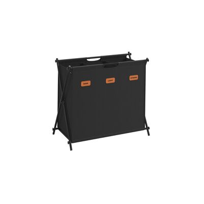 Laundry basket 135 liter with 3 compartments, ink black, 70 x 40 x 66 cm
