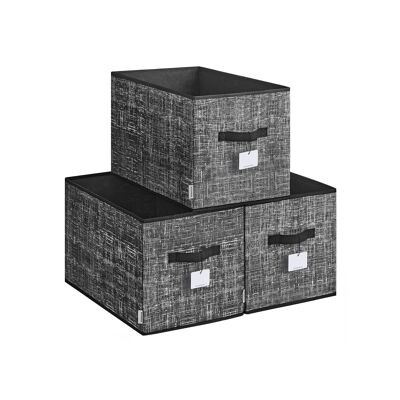 Set di 3 scatole portaoggetti 50 x 30 x 30 cm inchiostro nero