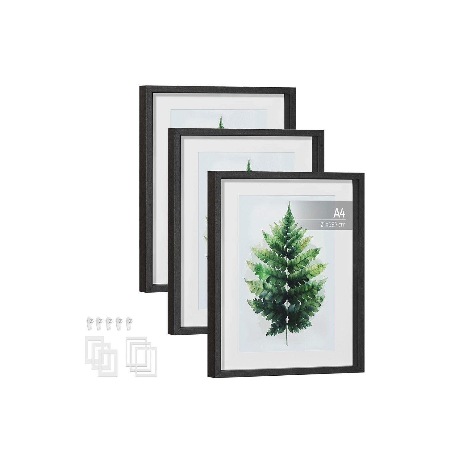 Photo frame set of 3 with passe-partouts, 28 x 36 cm , 20 x 25 cm , A4 photos, with passe-partouts, frames, for wall or table, photo gallery, glass, MDF, 37 x 29.3 cm