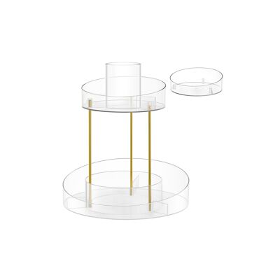 Organizer girevole per il trucco con cassetto extra trasparente, 25.2×25.2 x 29 centimetri