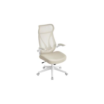 Silla de oficina con respaldo y reposabrazos beige capuchino