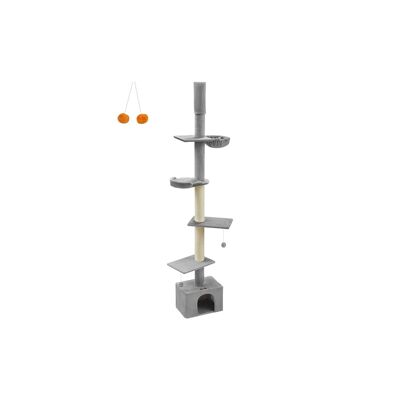 Cat tree ceiling height 231-291 cm adjustable light gray