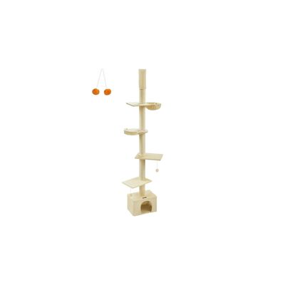 Cat tree ceiling height 231-291 cm adjustable beige
