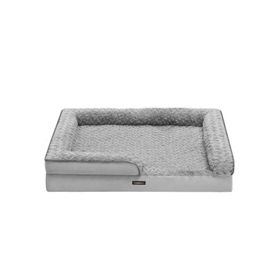 Orthopedic dog bed with plush cover, dove gray, 71 x 58 x 16 cm