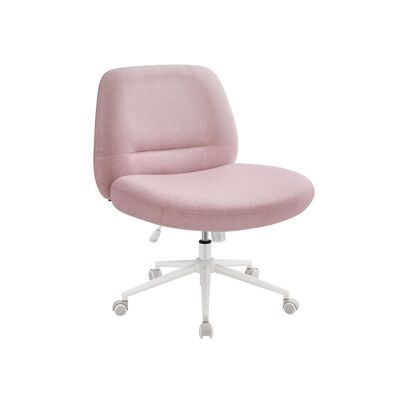 Chaise de bureau avec assise large et base rose pastel, 70 x 70 x (82-90) cm (P x L x H) Hauteur d'assise : 47-55 cm Dimensions d'assise : 50 x 67 cm