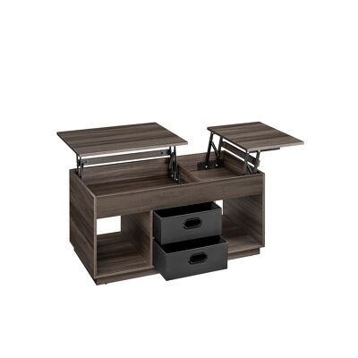 Table basse avec 2 tiroirs et compartiments, brun cendré, 50 x 100 x 48 cm/62. 3 cm